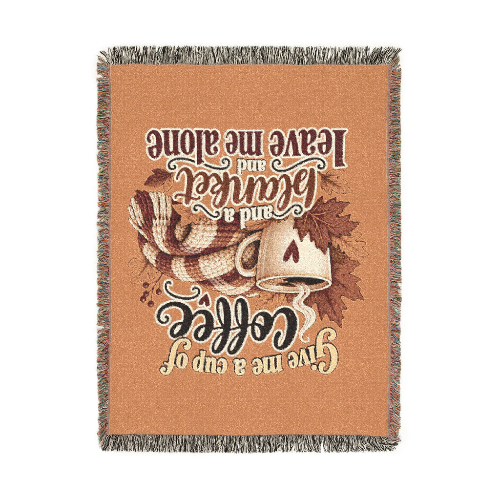 Woven Blanket — Cozy Coffee & Nature Throw Blanket (Give me a cup of coffee, please don't leave me alone)