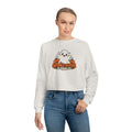 Cropped Pullover — "Spooky Season Is Upon Us" Ghost & Pumpkins Halloween Sweatshirt