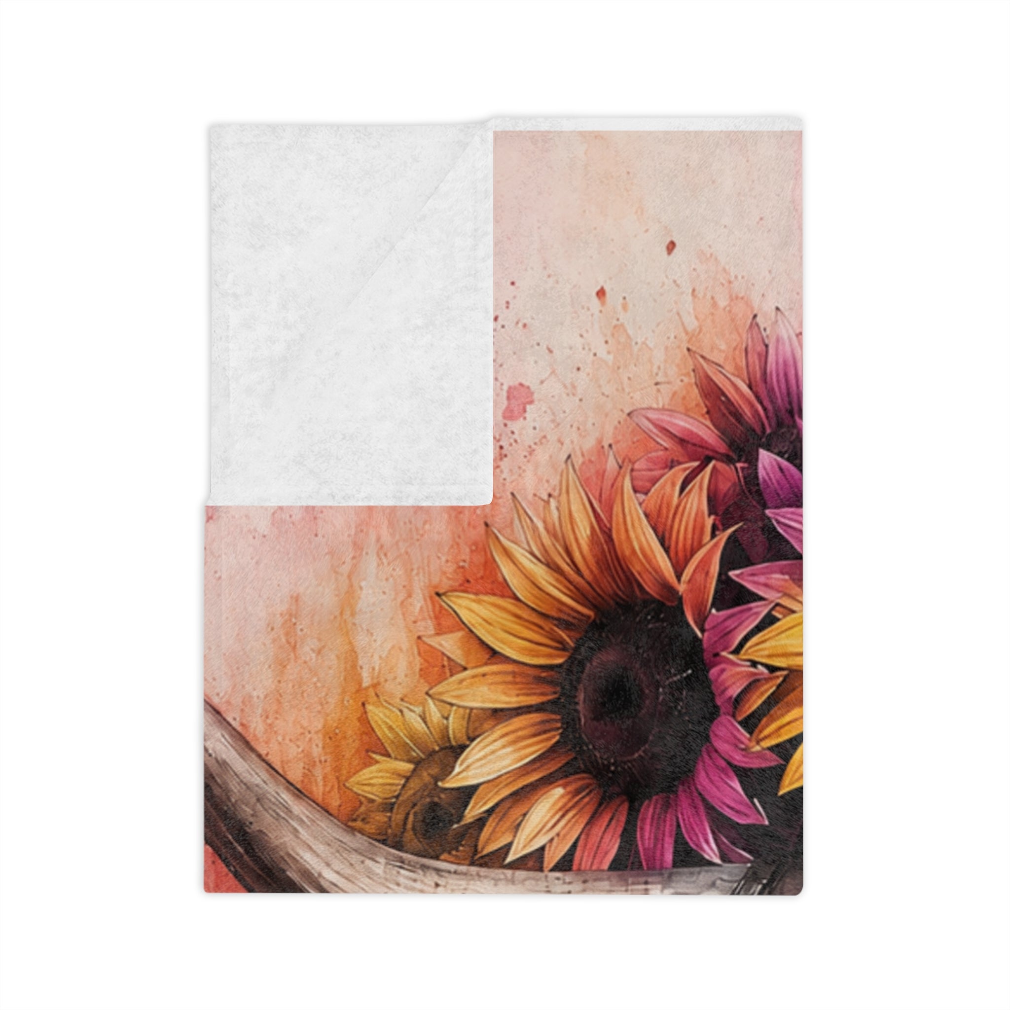 Watercolor Bull Skull with Sunflowers Blanket | Colorful Drip Art Throw