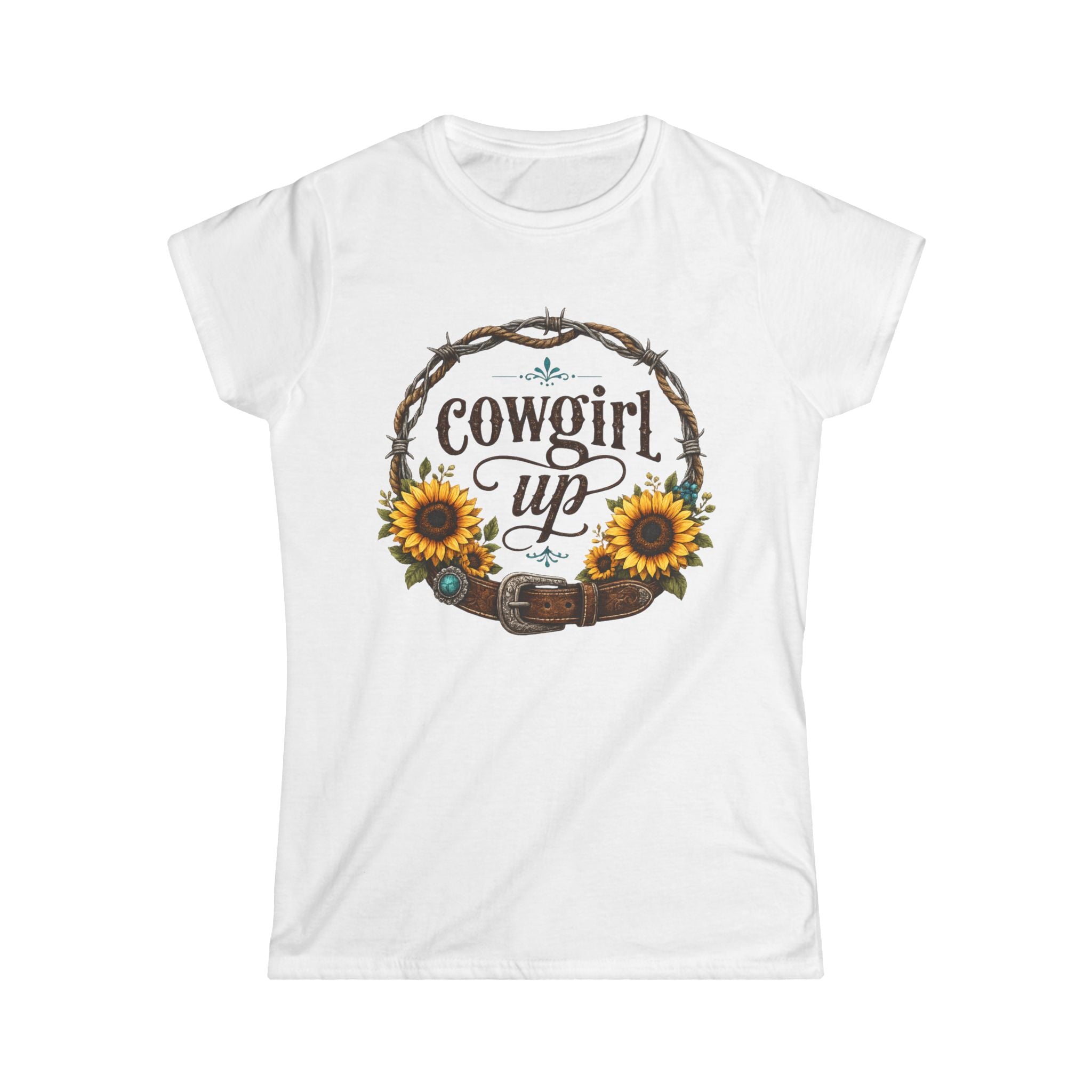 Cowgirl Up Sunflower Tee | Western Floral Ranch Shirt