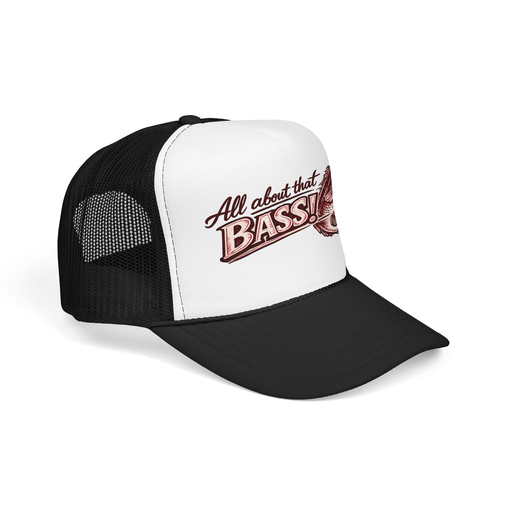 All About That Bass fishing graphic Foam Trucker Hat | Bass Fish Cap