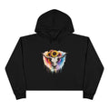 Sunflower Cow Skull Crop Hoodie — Boho Western Art Pullover