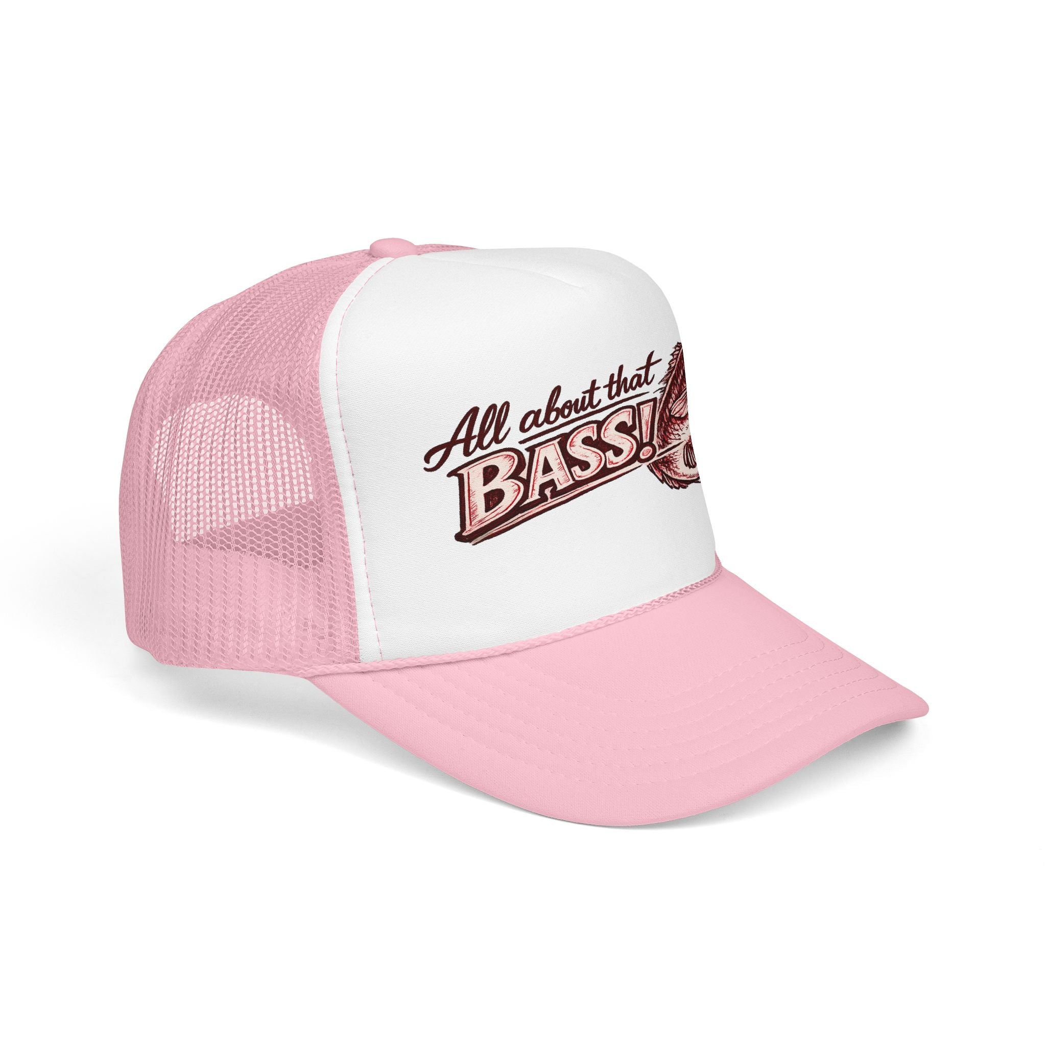 All About That Bass fishing graphic Foam Trucker Hat | Bass Fish Cap