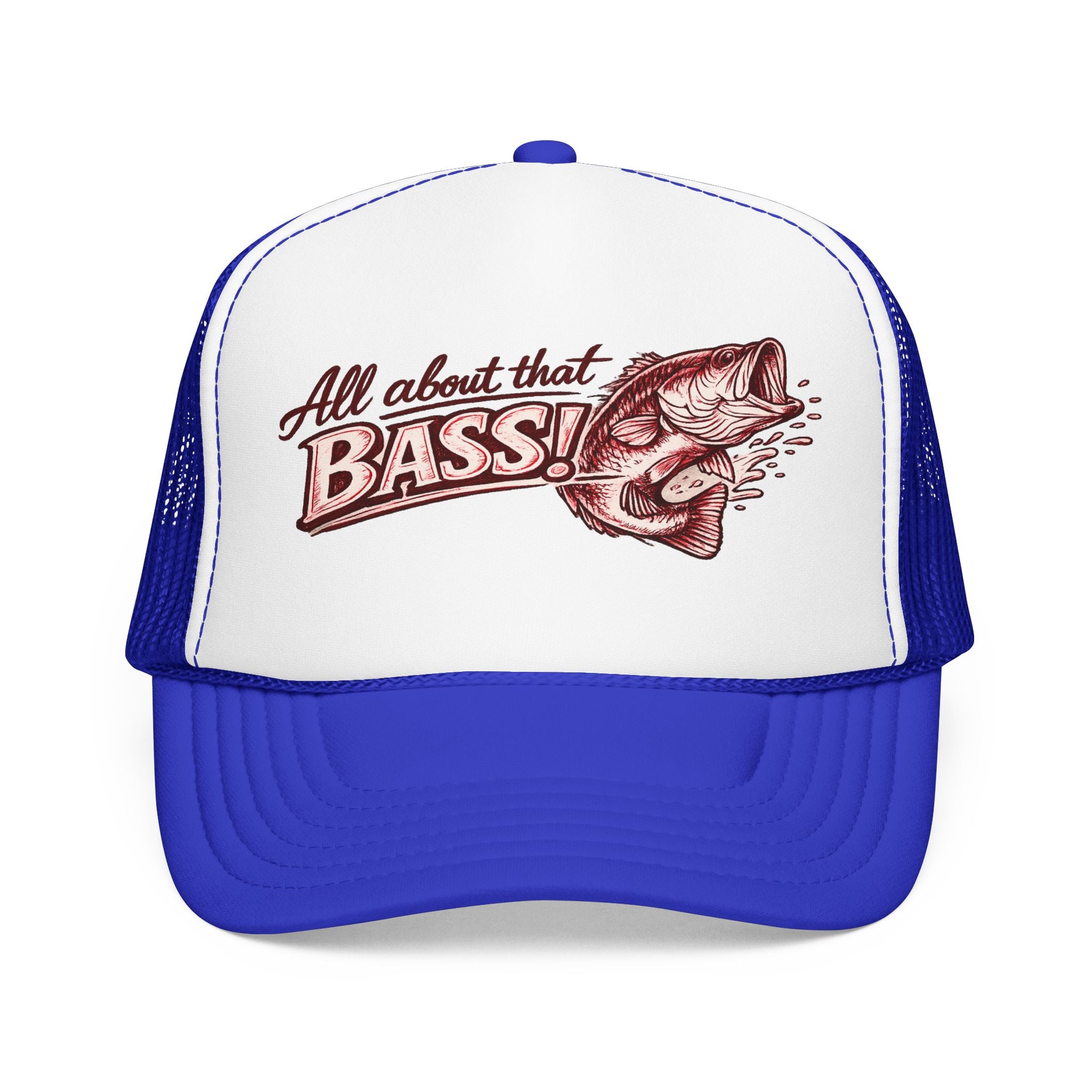 All About That Bass fishing graphic Foam Trucker Hat | Bass Fish Cap
