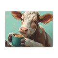 Cow Holding Coffee Canvas