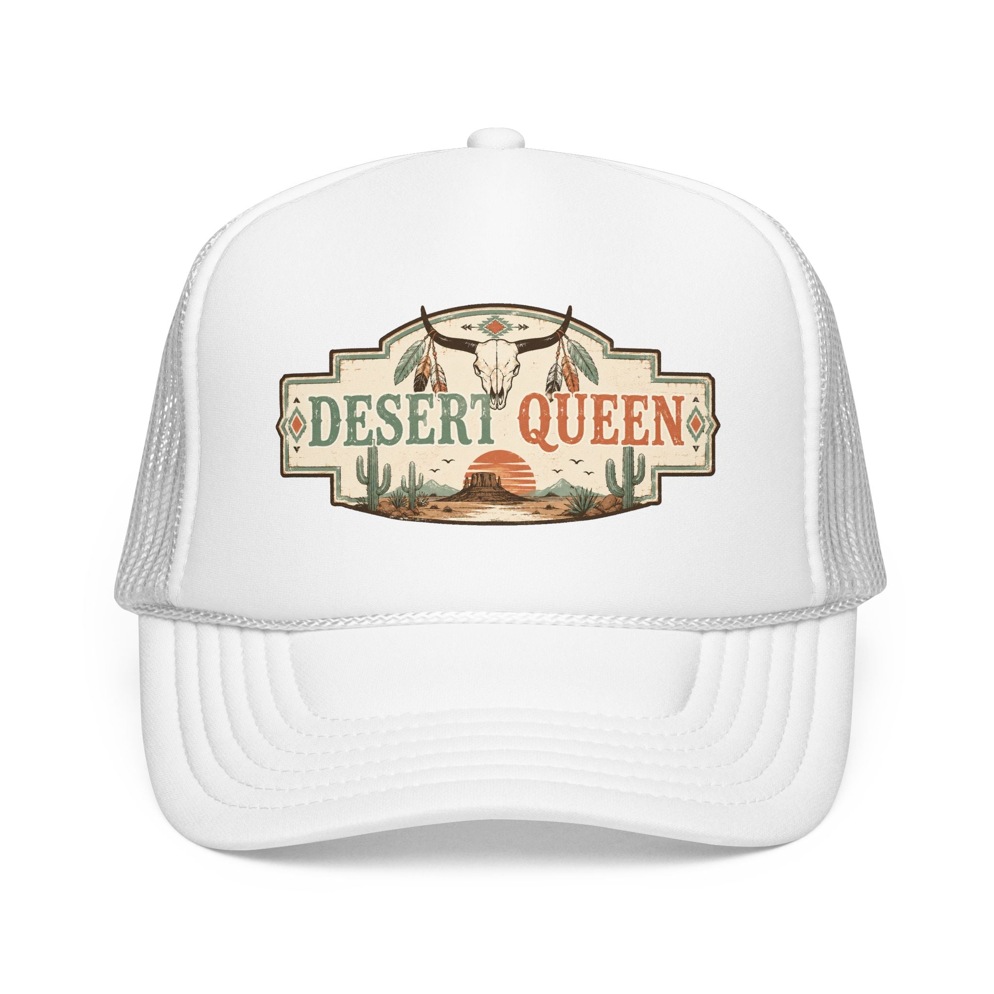 Desert Queen Trucker Hat – Western Sun & Cactus Foam Cap
