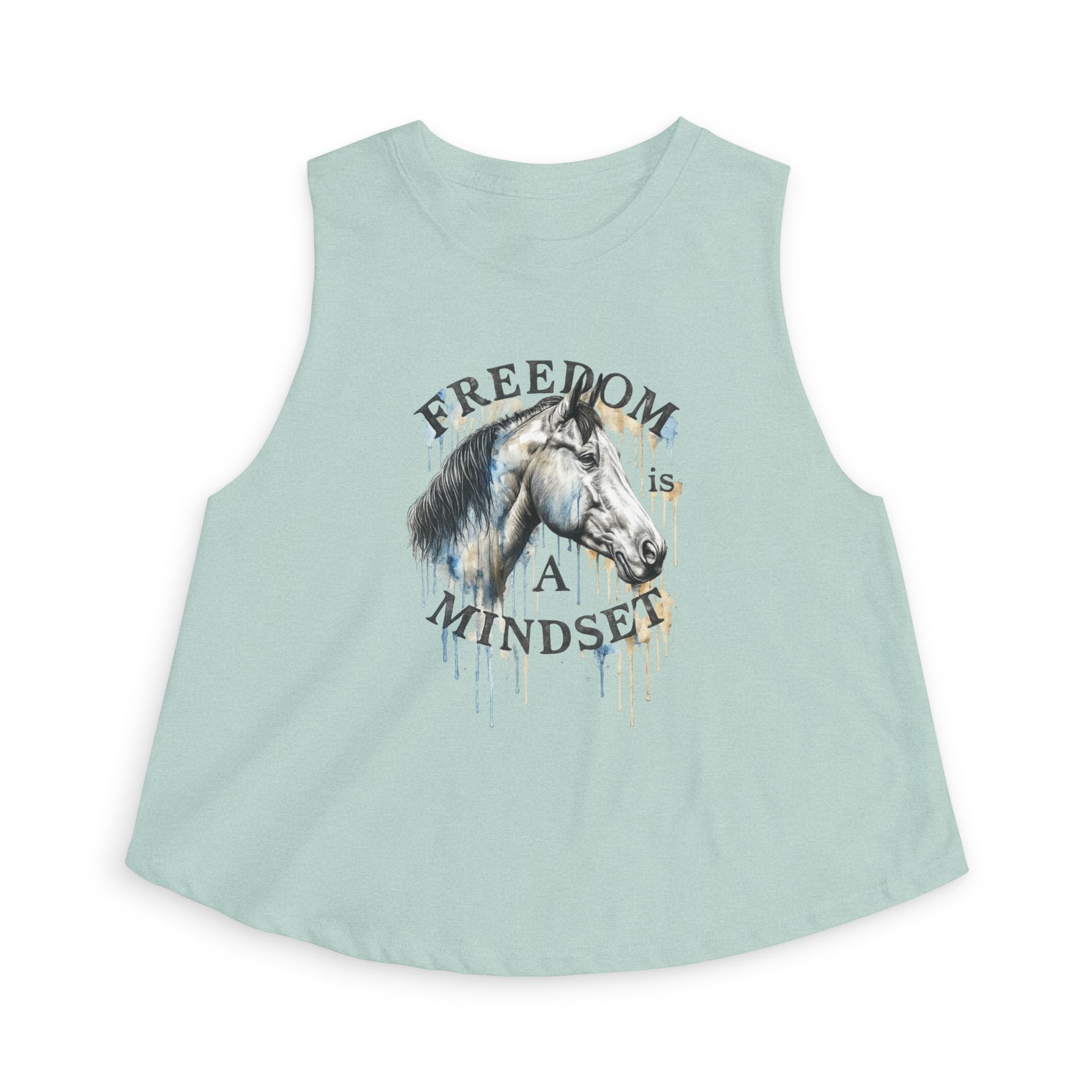 Freedom Is a Mindset horse illustration Crop Top | Watercolor horse tank