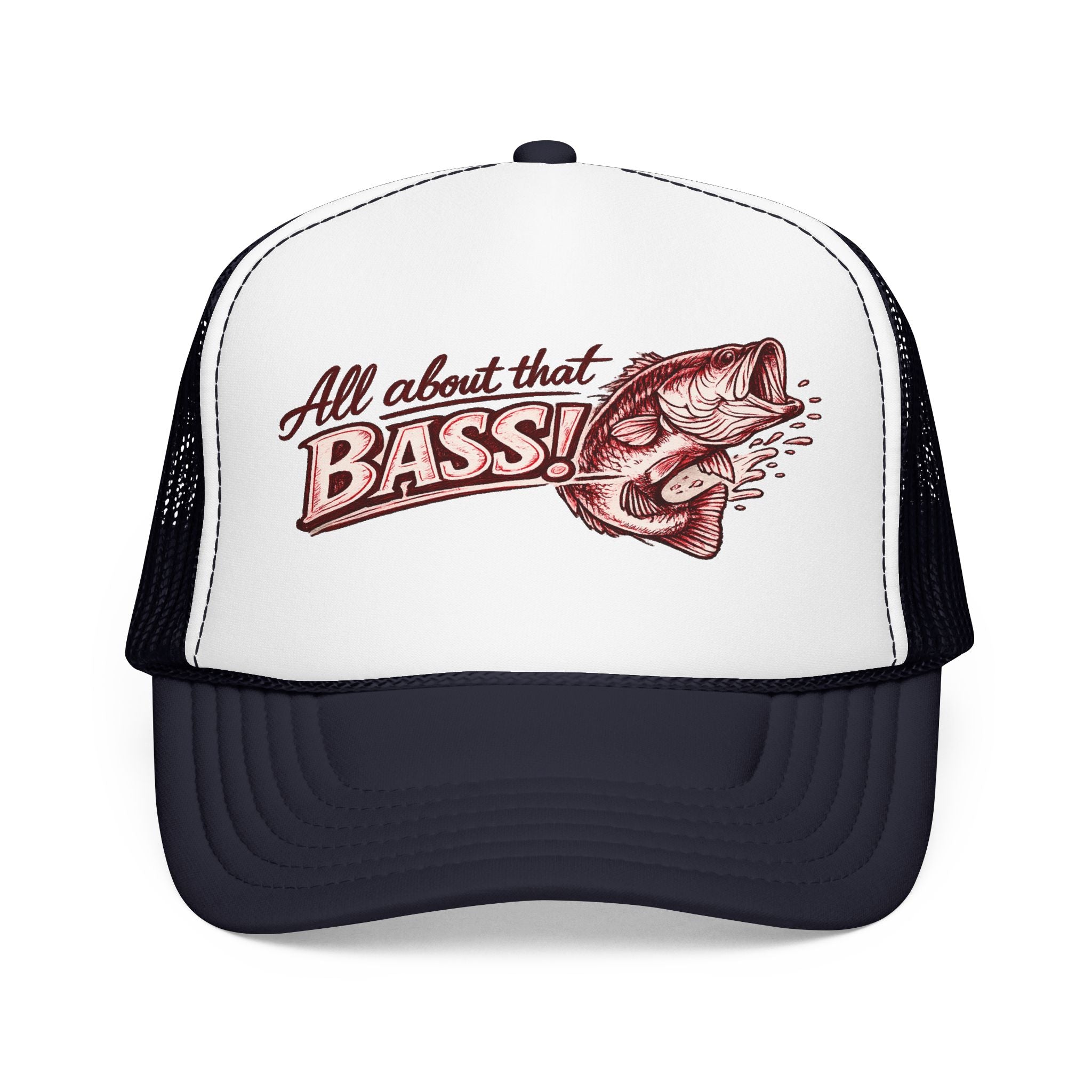 All About That Bass fishing graphic Foam Trucker Hat | Bass Fish Cap
