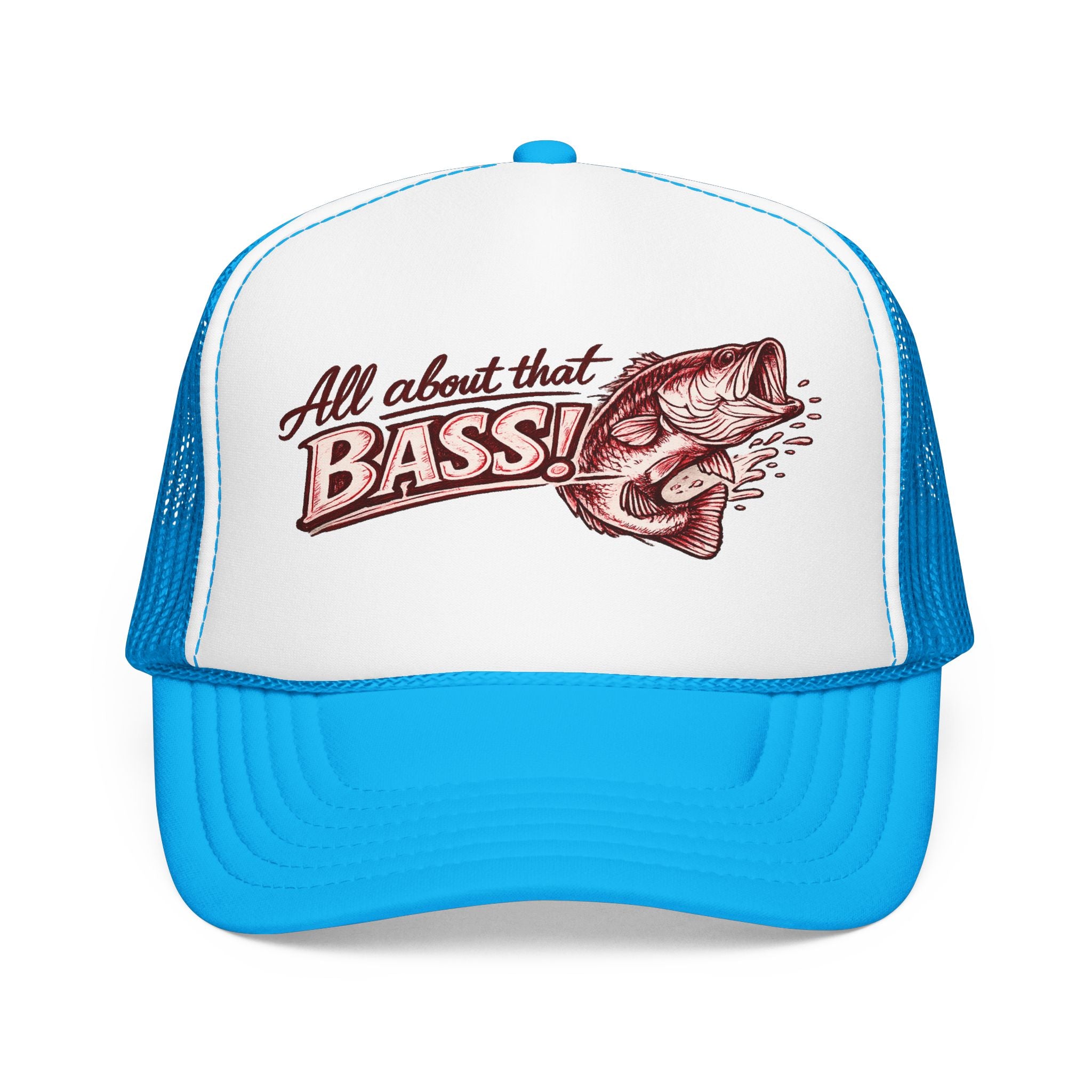 All About That Bass fishing graphic Foam Trucker Hat | Bass Fish Cap