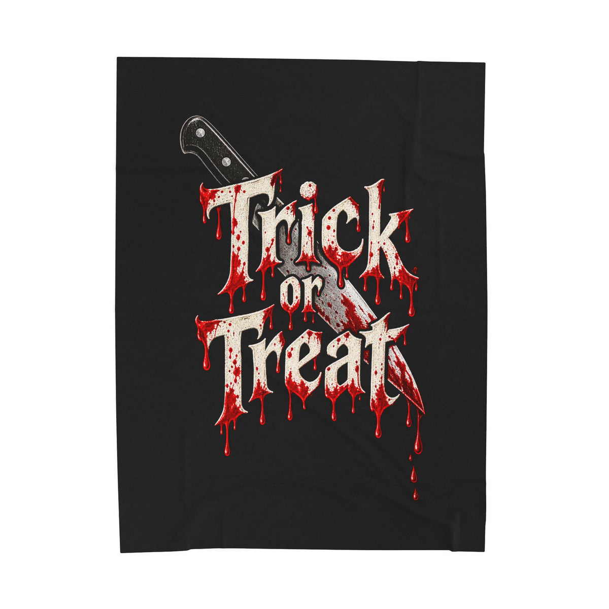 Halloween Trick or Treat Plush Blanket — Spooky Blood-Drip Velveteen Throw