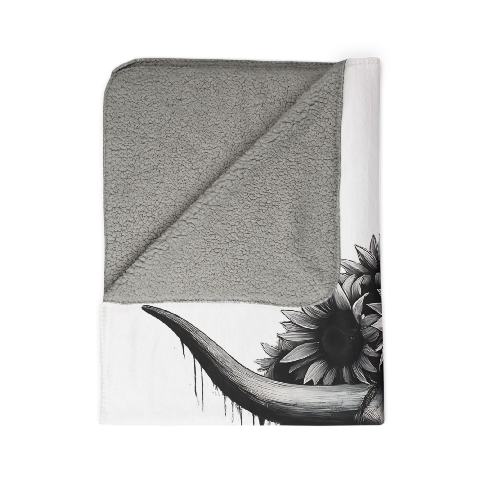 Cow Skull with Sunflowers Blanket | Boho Southwestern Skull Art Throw