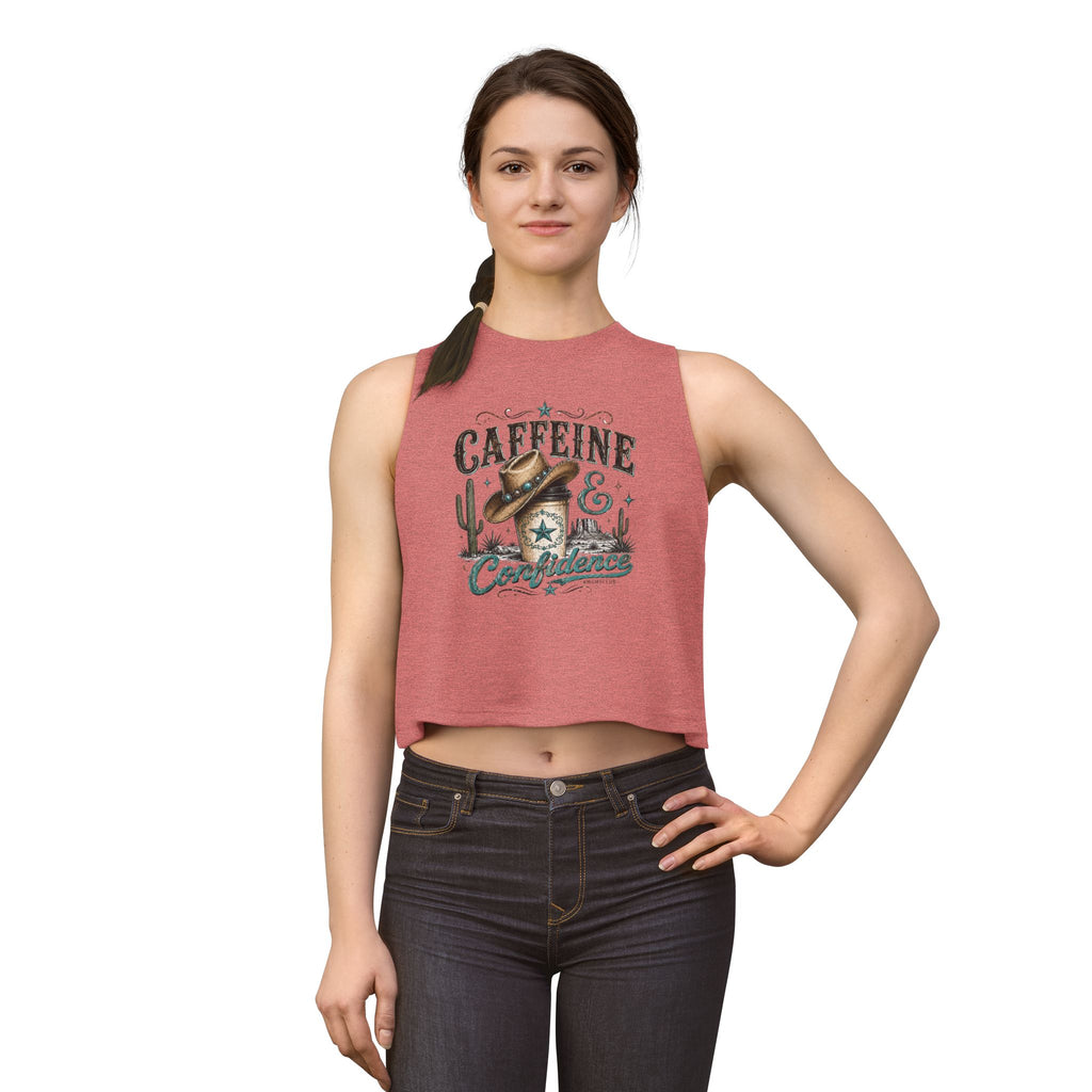 Caffeine & Confidence Crop Top — Western Coffee Lover Tank