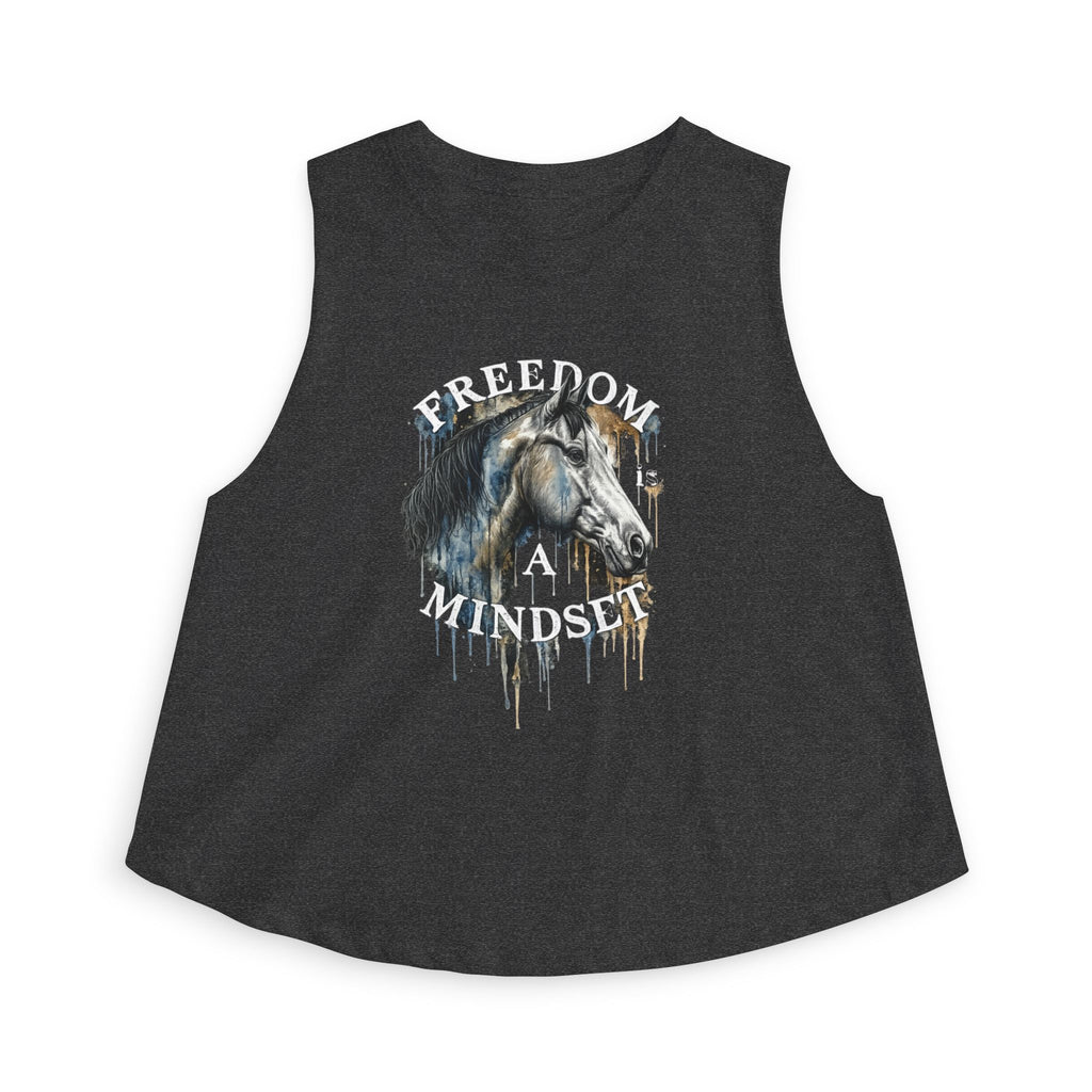 Freedom Is a Mindset horse illustration Crop Top | Watercolor horse tank