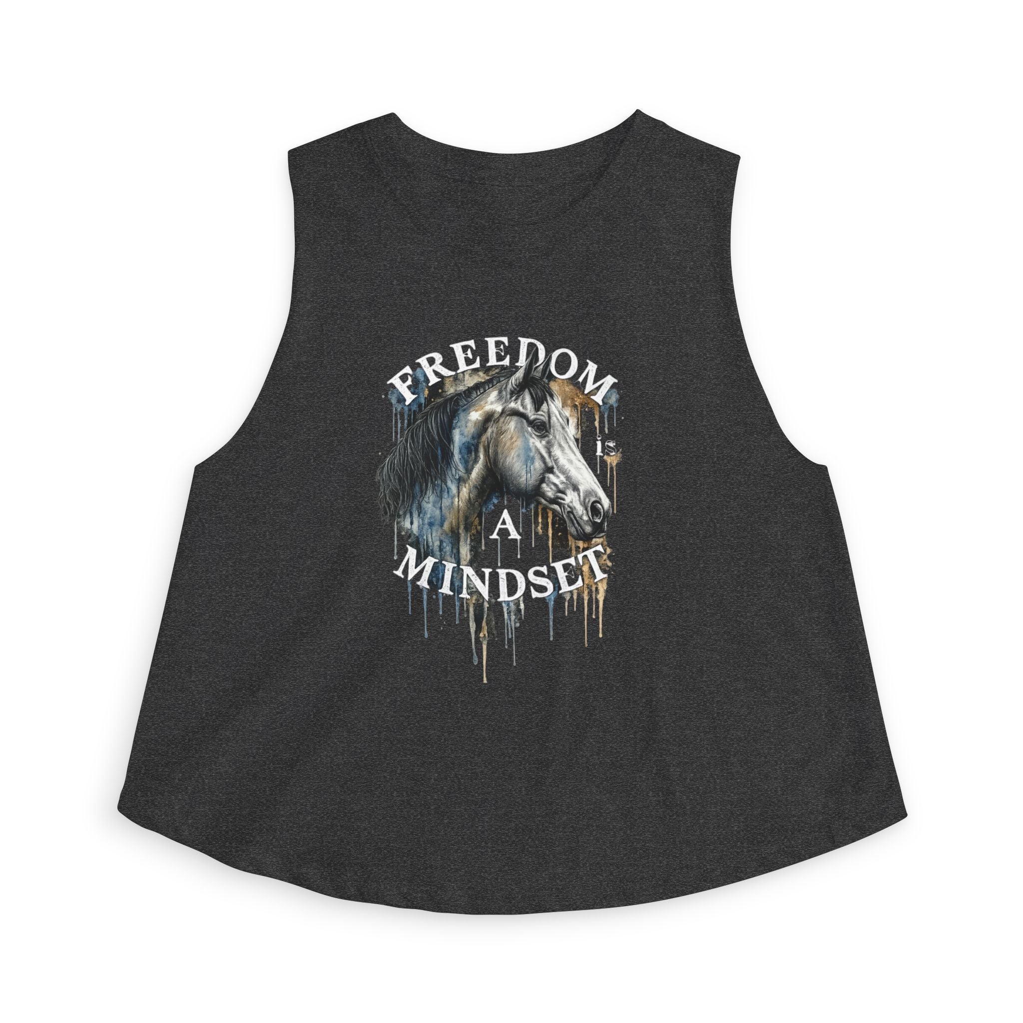 Freedom Is a Mindset horse illustration Crop Top | Watercolor horse tank