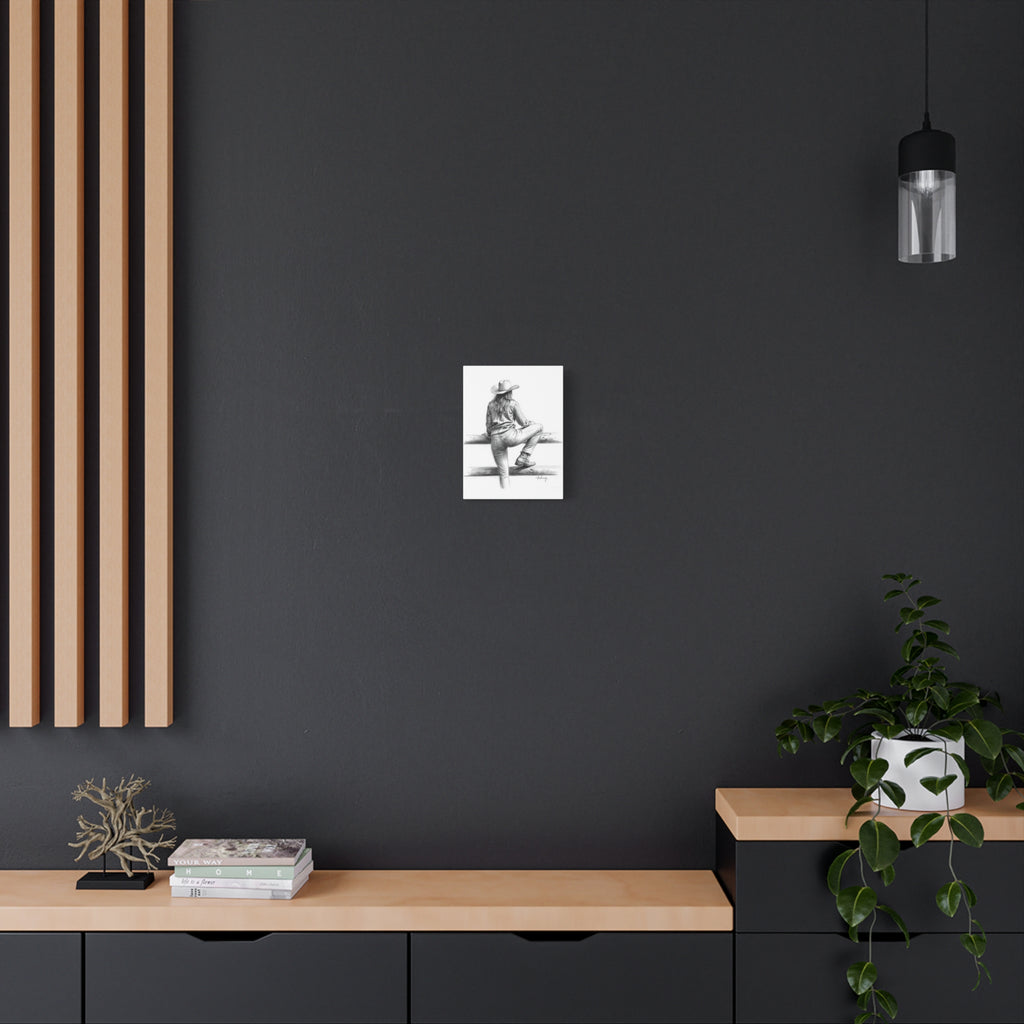 Cowgirl Sketch Canvas Print | Matte Stretched Wall Art