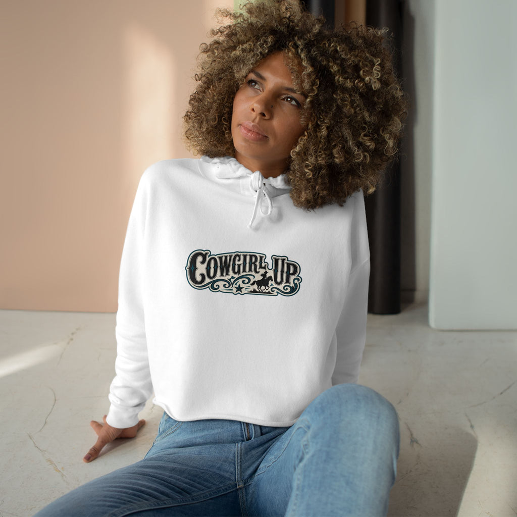 Cowgirl Up Crop Hoodie — Western Graphic Cropped Sweatshirt