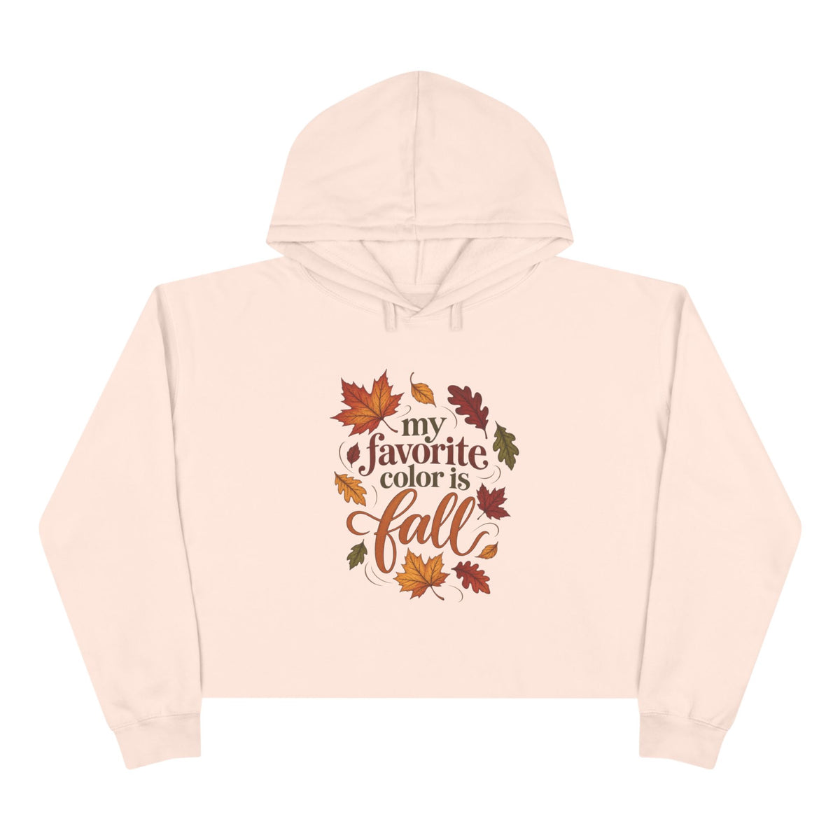 Cropped Hoodie — "My Favorite Color Is Fall" Autumn Leaf Graphic