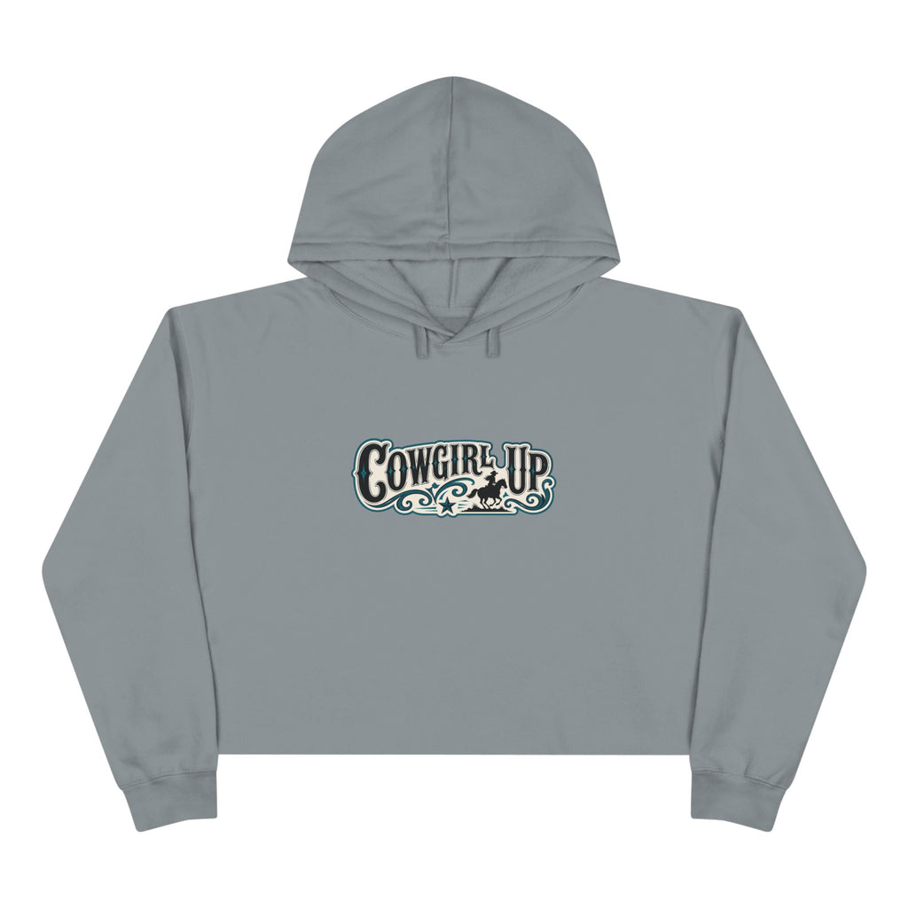 Cowgirl Up Crop Hoodie — Western Graphic Cropped Sweatshirt
