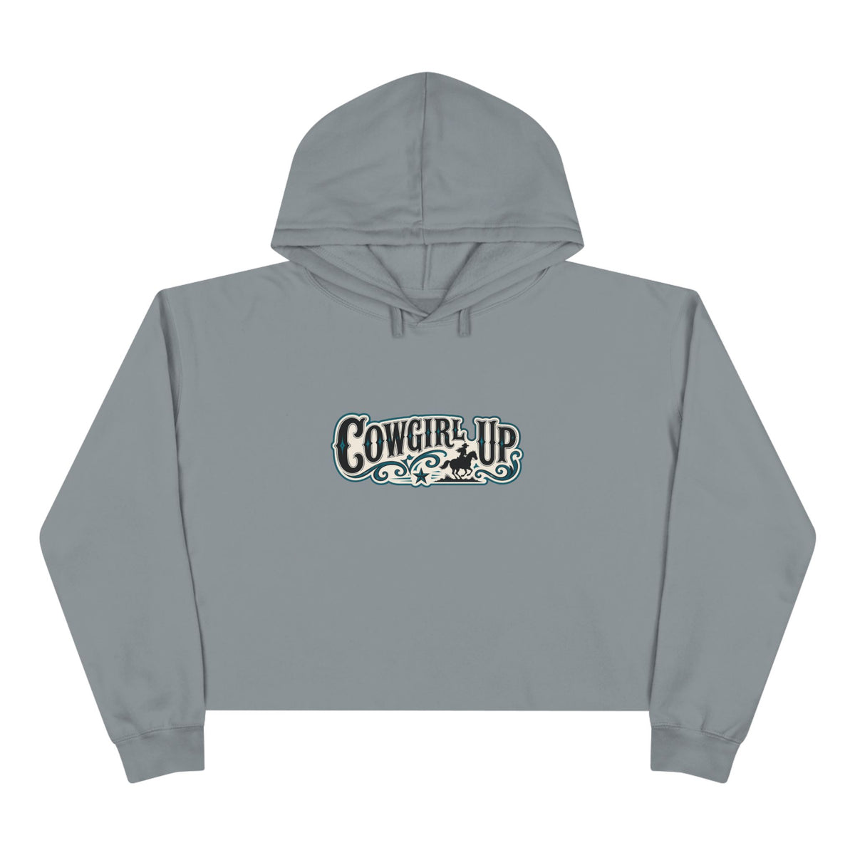 Cowgirl Up Crop Hoodie — Western Graphic Cropped Sweatshirt