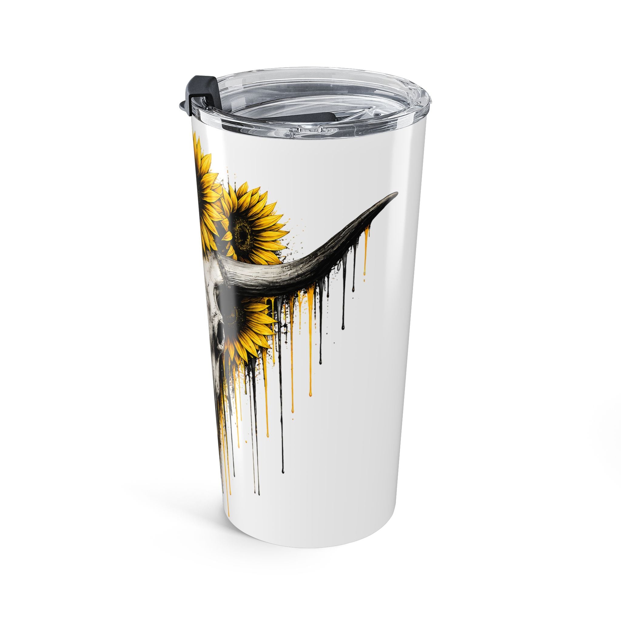 Sunflower Cow Skull Tumbler | 20oz Stainless Travel Mug