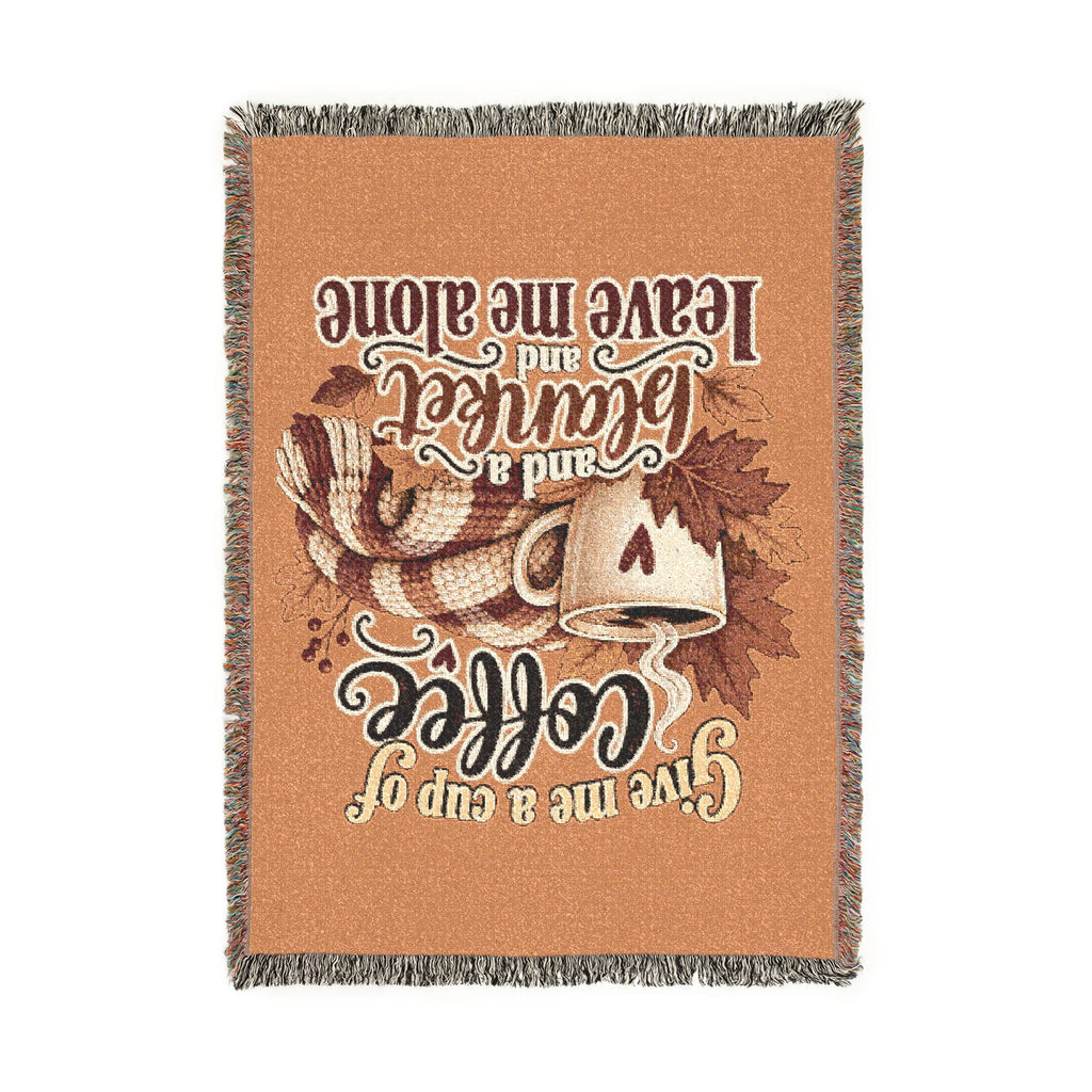 Woven Blanket — Cozy Coffee & Nature Throw Blanket (Give me a cup of coffee, please don't leave me alone)